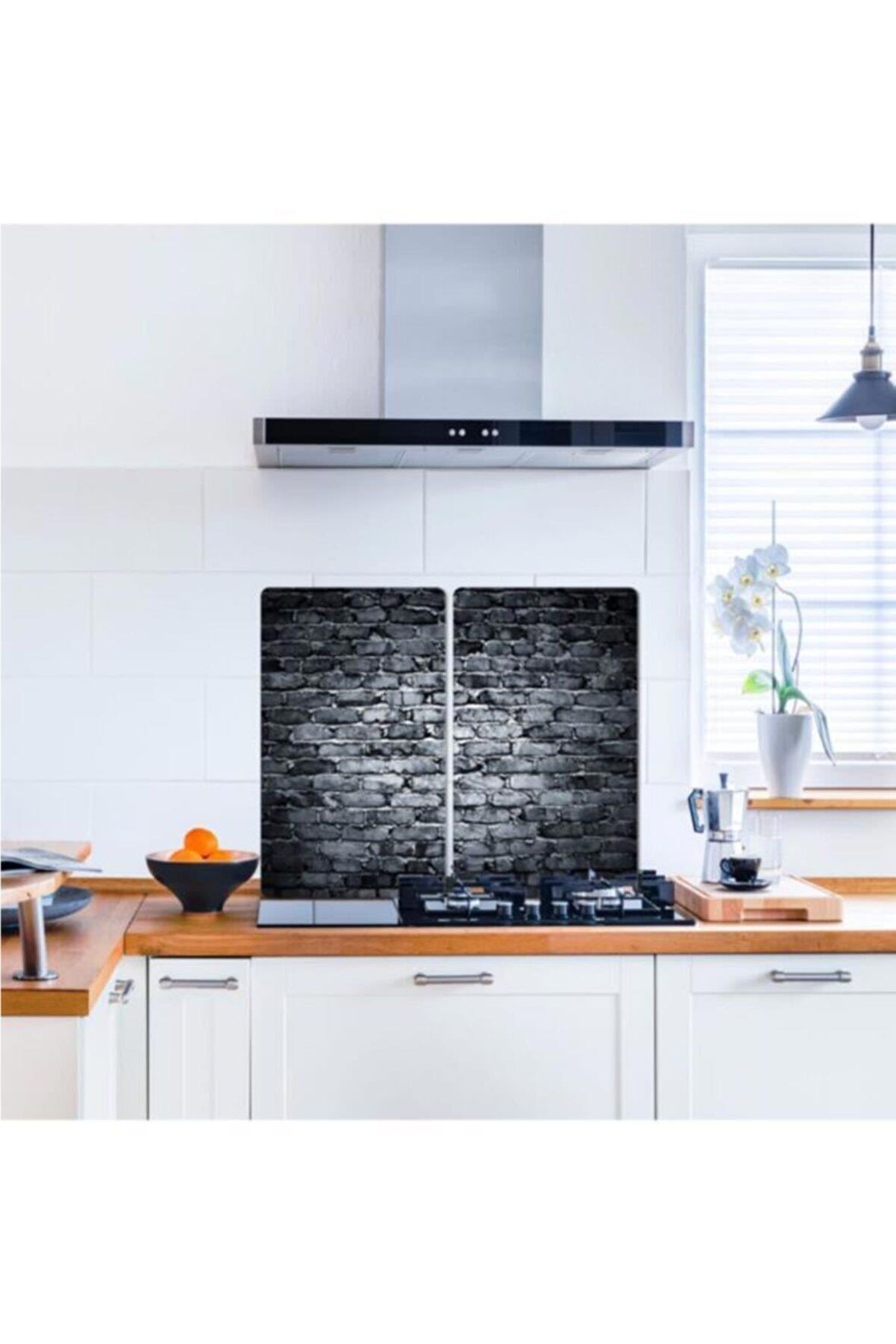 Cam Ocak Koruyucu Ve Kesim Tablası Koyu Taş (80cm X 52cm) 2 Parça, 5'li Ocaklar